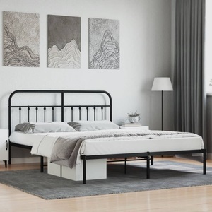vidaXL, vidaXL Bettgestell mit Kopfteil Metall Schwarz 180x200 cm