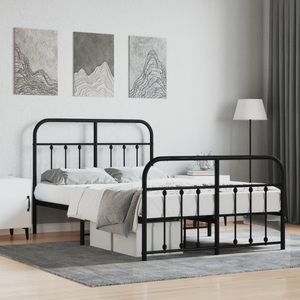 vidaXL, vidaXL Bettgestell mit Kopf- und Fußteil Metall Schwarz 120x190 cm