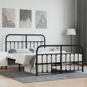 vidaXL, vidaXL Bettgestell mit Kopf- und Fußteil Metall Schwarz 140x190 cm