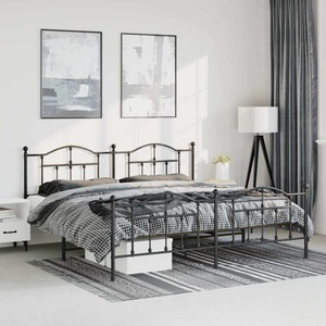 vidaXL, vidaXL Bettgestell mit Kopf- und Fußteil Metall Schwarz 183x213 cm