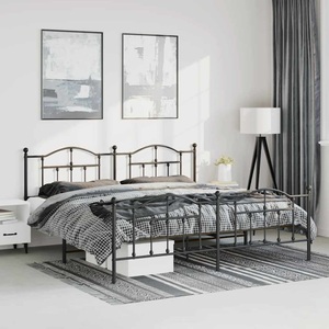 vidaXL, vidaXL Bettgestell mit Kopf- und Fußteil Metall Schwarz 193x203 cm