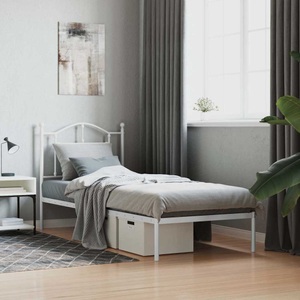 vidaXL, vidaXL Bettgestell mit Kopfteil Metall Weiß 90x190 cm