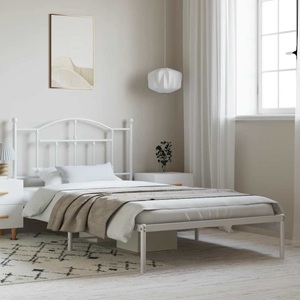 vidaXL, vidaXL Bettgestell mit Kopfteil Metall Weiß 100x200 cm