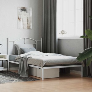 vidaXL, vidaXL Bettgestell mit Kopfteil Metall Weiß 107x203 cm