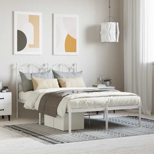 vidaXL, vidaXL Bettgestell mit Kopfteil Metall Weiß 120x200 cm