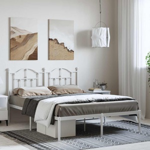 vidaXL, vidaXL Bettgestell mit Kopfteil Metall Weiß 135x190 cm