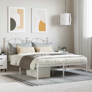 vidaXL, vidaXL Bettgestell mit Kopfteil Metall Weiß 140x190 cm