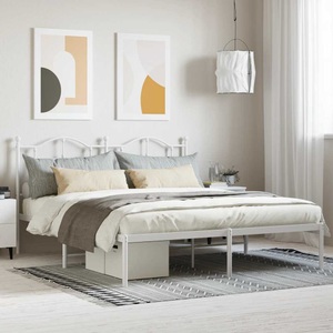 vidaXL, vidaXL Bettgestell mit Kopfteil Metall Weiß 160x200 cm
