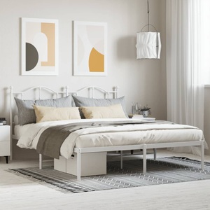 vidaXL, vidaXL Bettgestell mit Kopfteil Metall Weiß 180x200 cm