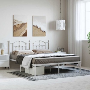 vidaXL, vidaXL Bettgestell mit Kopfteil Metall Weiß 183x213 cm