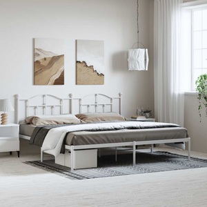 vidaXL, vidaXL Bettgestell mit Kopfteil Metall Weiß 193x203 cm