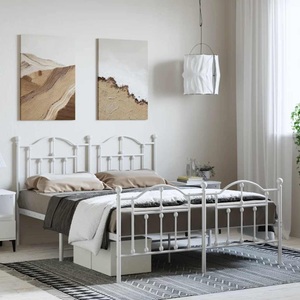 vidaXL, vidaXL Bettgestell mit Kopf- und Fußteil Metall Weiß 135x190 cm, vidaXL Bettgestell mit Kopf- und Fußteil Metall Weiß 135x190 cm