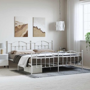 vidaXL, vidaXL Bettgestell mit Kopf- und Fußteil Metall Weiß 193x203 cm