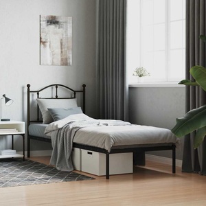 vidaXL, vidaXL Bettgestell mit Kopfteil Metall Schwarz 90x190 cm
