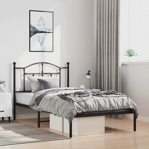 vidaXL, vidaXL Bettgestell mit Kopfteil Metall Schwarz 100x190 cm