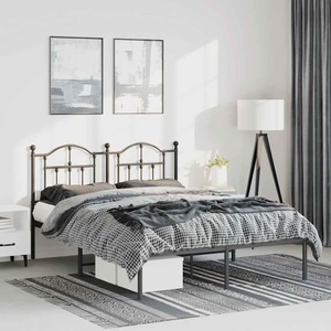 vidaXL, vidaXL Bettgestell mit Kopfteil Metall Schwarz 135x190 cm