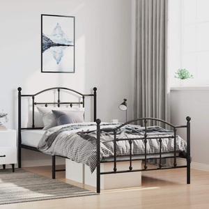 vidaXL, vidaXL Bettgestell mit Kopf- und Fußteil Metall Schwarz 100x190 cm