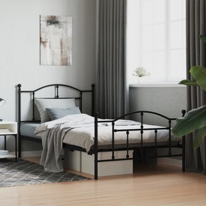 vidaXL, vidaXL Bettgestell mit Kopf- und Fußteil Metall Schwarz 107x203 cm