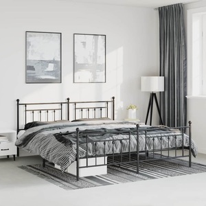 vidaXL, vidaXL Bettgestell mit Kopf- und Fußteil Metall Schwarz 193x203 cm