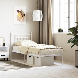 vidaXL, vidaXL Bettgestell mit Kopfteil Metall Weiß 75x190 cm