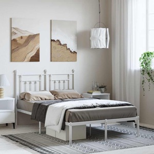 vidaXL, vidaXL Bettgestell mit Kopfteil Metall Weiß 135x190 cm