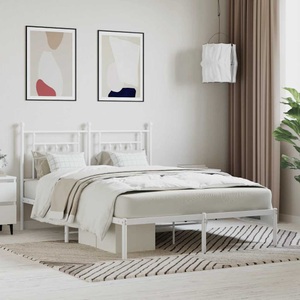 vidaXL, vidaXL Bettgestell mit Kopfteil Metall Weiß 140x200 cm