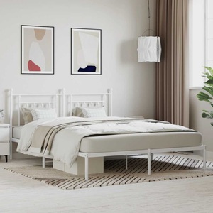 vidaXL, vidaXL Bettgestell mit Kopfteil Metall Weiß 180x200 cm