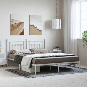 vidaXL, vidaXL Bettgestell mit Kopfteil Metall Weiß 183x213 cm