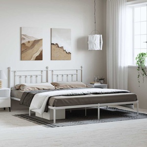 vidaXL, vidaXL Bettgestell mit Kopfteil Metall Weiß 193x203 cm