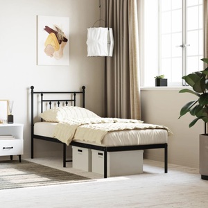 vidaXL, vidaXL Bettgestell mit Kopfteil Metall Schwarz 75x190 cm