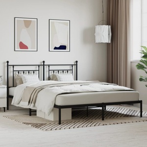 vidaXL, vidaXL Bettgestell mit Kopfteil Metall Schwarz 180x200 cm