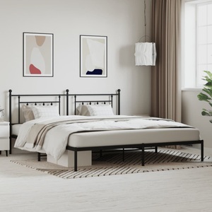 vidaXL, vidaXL Bettgestell mit Kopfteil Metall Schwarz 200x200 cm
