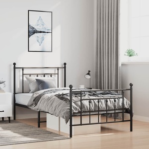 vidaXL, vidaXL Bettgestell mit Kopf- und Fußteil Metall Schwarz 100x190 cm