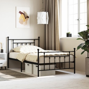 vidaXL, vidaXL Bettgestell mit Kopf- und Fußteil Metall Schwarz 107x203 cm