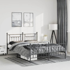 vidaXL, vidaXL Bettgestell mit Kopf- und Fußteil Metall Schwarz 150x200 cm