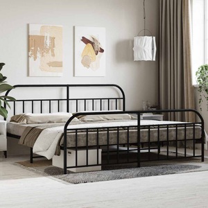 vidaXL, vidaXL Bettgestell mit Kopf- und Fußteil Metall Schwarz 200x200 cm