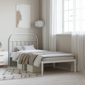 vidaXL, vidaXL Bettgestell mit Kopfteil Metall Weiß 107x203 cm