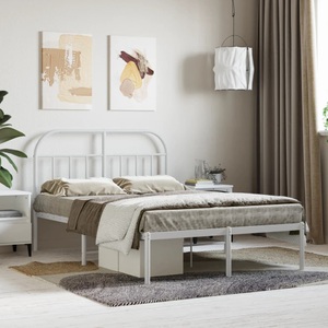 vidaXL, vidaXL Bettgestell mit Kopfteil Metall Weiß 120x200 cm