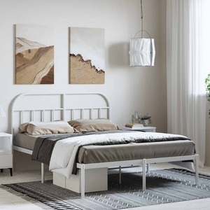 vidaXL, vidaXL Bettgestell mit Kopfteil Metall Weiß 135x190 cm, vidaXL Bettgestell mit Kopfteil Metall Weiß 135x190 cm