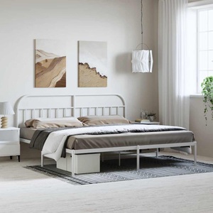 vidaXL, vidaXL Bettgestell mit Kopfteil Metall Weiß 193x203 cm