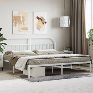 vidaXL, vidaXL Bettgestell mit Kopfteil Metall Weiß 200x200 cm