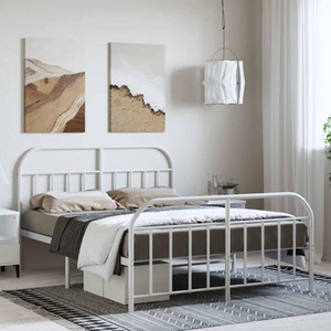 vidaXL, vidaXL Bettgestell mit Kopf- und Fußteil Metall Weiß 135x190 cm