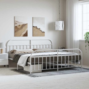 vidaXL, vidaXL Bettgestell mit Kopf- und Fußteil Metall Weiß 193x203 cm