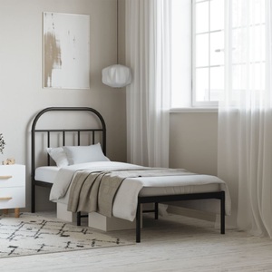 vidaXL, vidaXL Bettgestell mit Kopfteil Metall Schwarz 75x190 cm