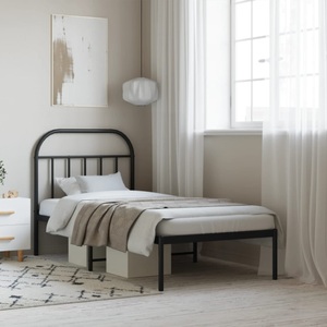 vidaXL, vidaXL Bettgestell mit Kopfteil Metall Schwarz 80x200 cm