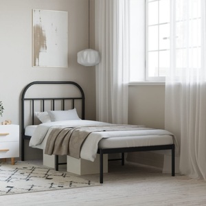 vidaXL, vidaXL Bettgestell mit Kopfteil Metall Schwarz 90x190 cm