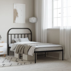 vidaXL, vidaXL Bettgestell mit Kopfteil Metall Schwarz 107x203 cm