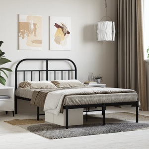 vidaXL, vidaXL Bettgestell mit Kopfteil Metall Schwarz 120x190 cm