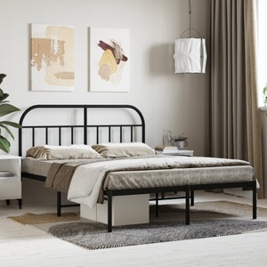vidaXL, vidaXL Bettgestell mit Kopfteil Metall Schwarz 140x200 cm