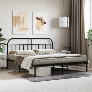 vidaXL, vidaXL Bettgestell mit Kopfteil Metall Schwarz 180x200 cm, vidaXL Bettgestell mit Kopfteil Metall Schwarz 180x200 cm